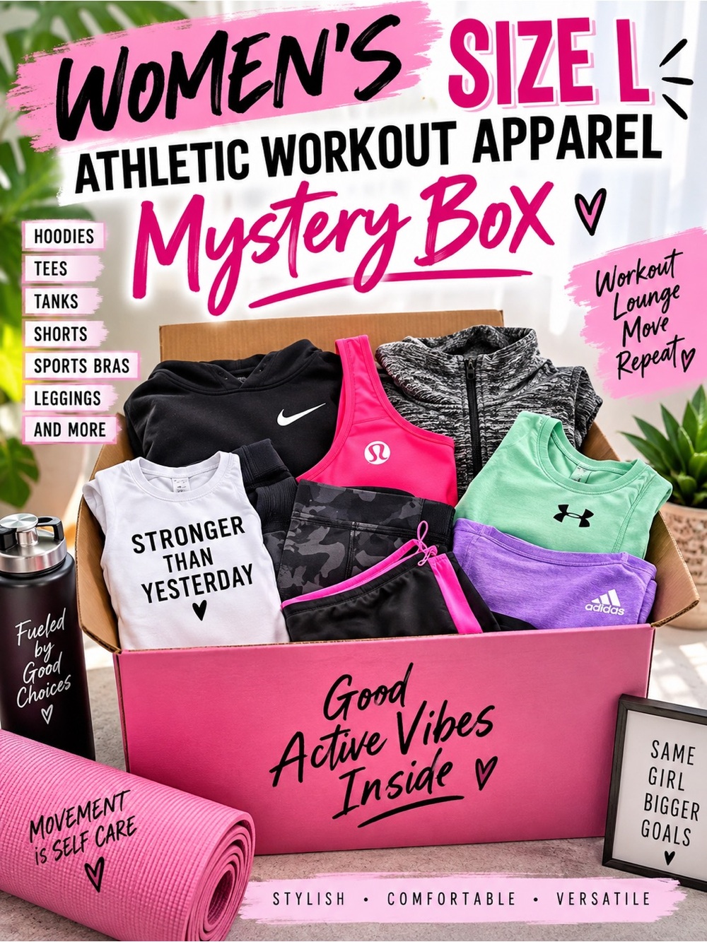 Women’s Size L Athletic Workout Apparel Mystery Box